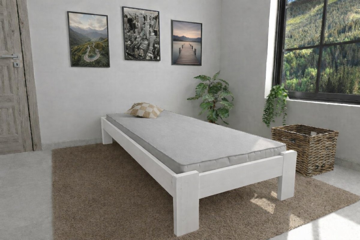 Postel z masívu borovice Adam 90x200 cm bílá + rošt ZADARMO produkt