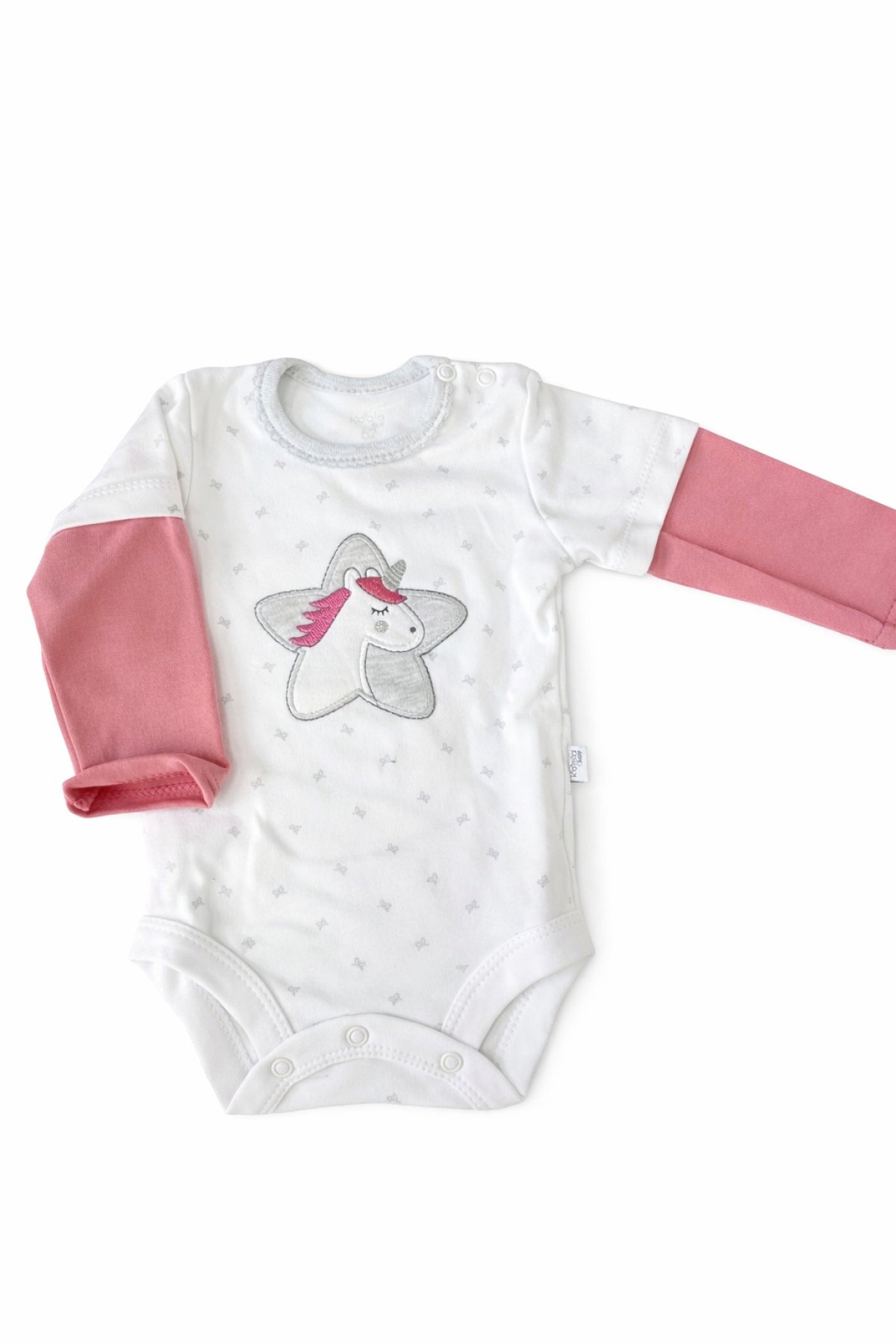 Dojčenské bavlnené body -bílé s jednorožcem produkt