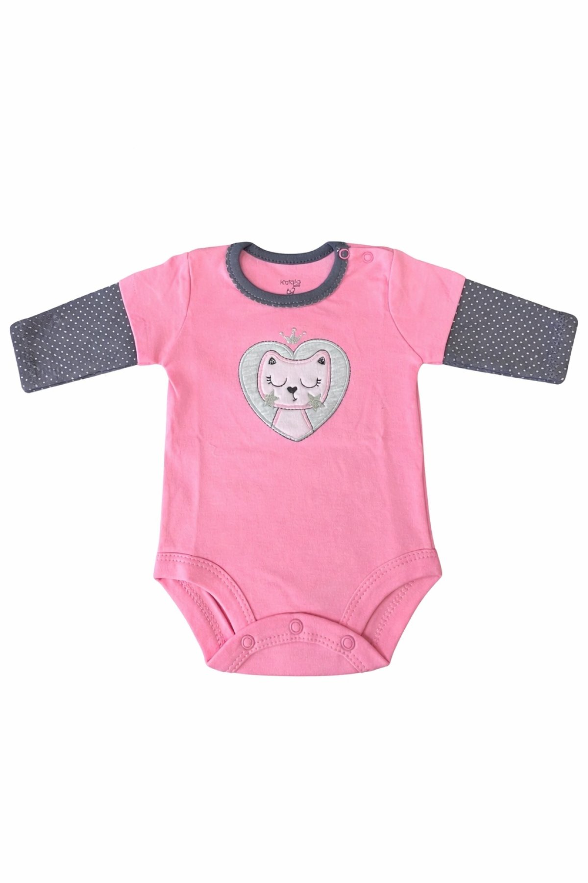 Dojčenské bavlnené body -růžové s kočkou produkt