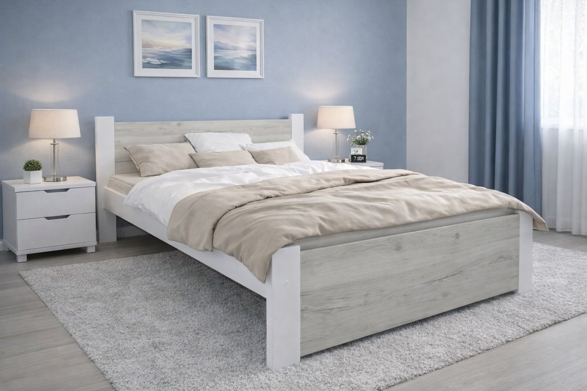 Posteľ Irma 120x200 cm Dub Craft/ biela + rošt ZADARMO produkt