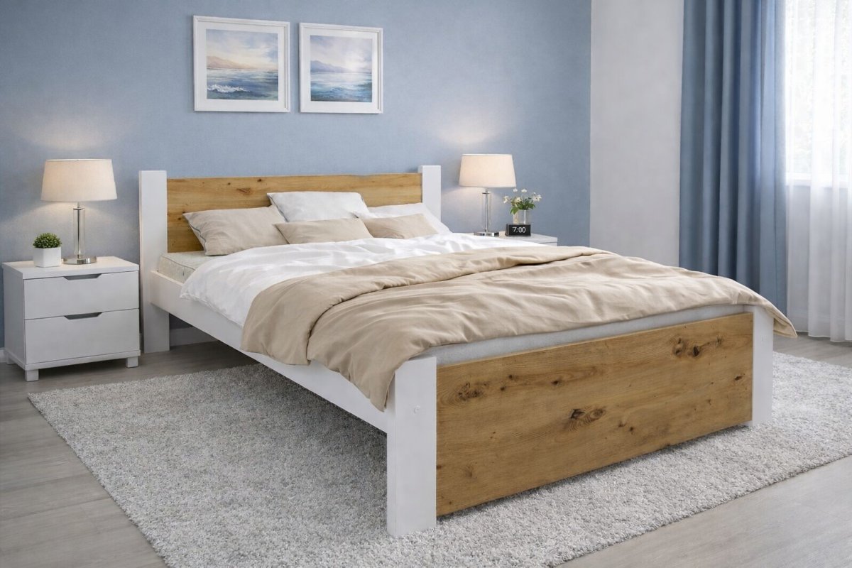 Posteľ Irma 120x200 cm Dub Artisan/ biela + rošt ZADARMO produkt