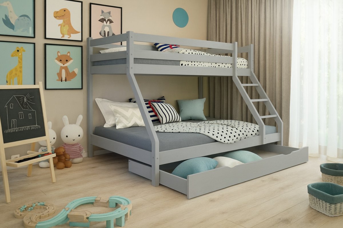 Posteľ Denis siva + matrace Optimal Comfort + rošty ZADARMO produkt