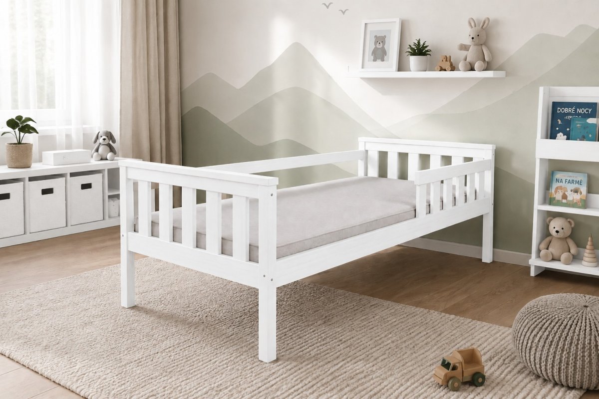 Posteľ FRED z masívu borovice 160x80 cm - BIELA + rošt ZADARMO produkt