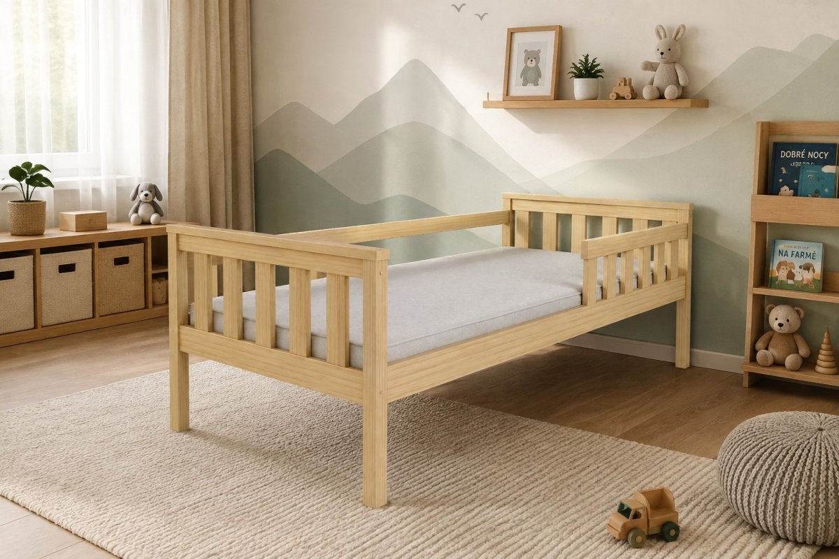 Posteľ FRED z masívu borovice 180x80 cm - PRÍRODNÁ + rošt ZADARMO produkt