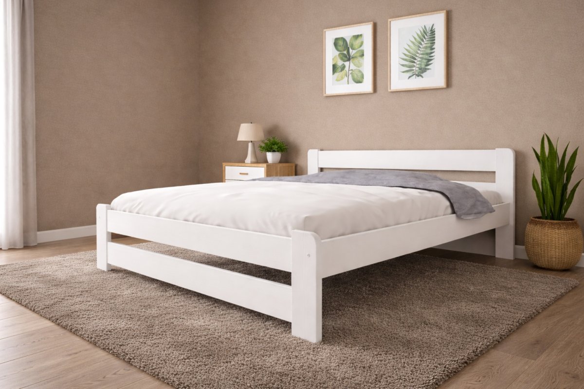 Zvýšená posteľ z masívu Halina 160x200 cm - biela + rošt ZADARMO produkt