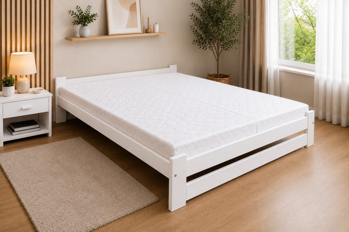 Zvýšená postel z masívu Halle biela 120x200 cm + rošt ZADARMO produkt