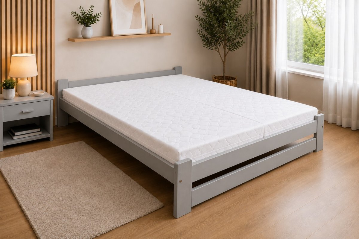 Zvýšená postel z masívu Halle šedá 160x200 cm + rošt ZADARMO produkt