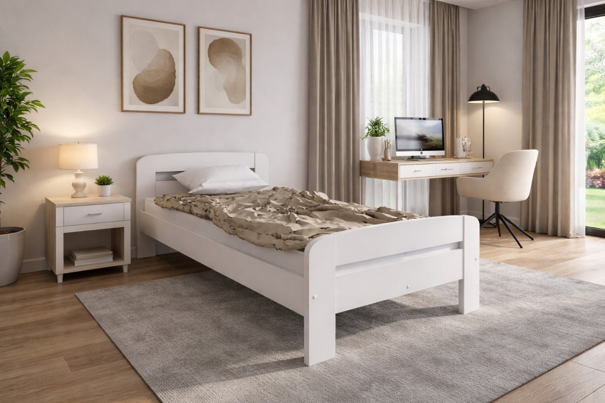 Posteľ z masívu borovice Bohdana 90x200 cm biela + rošt ZADARMO produkt