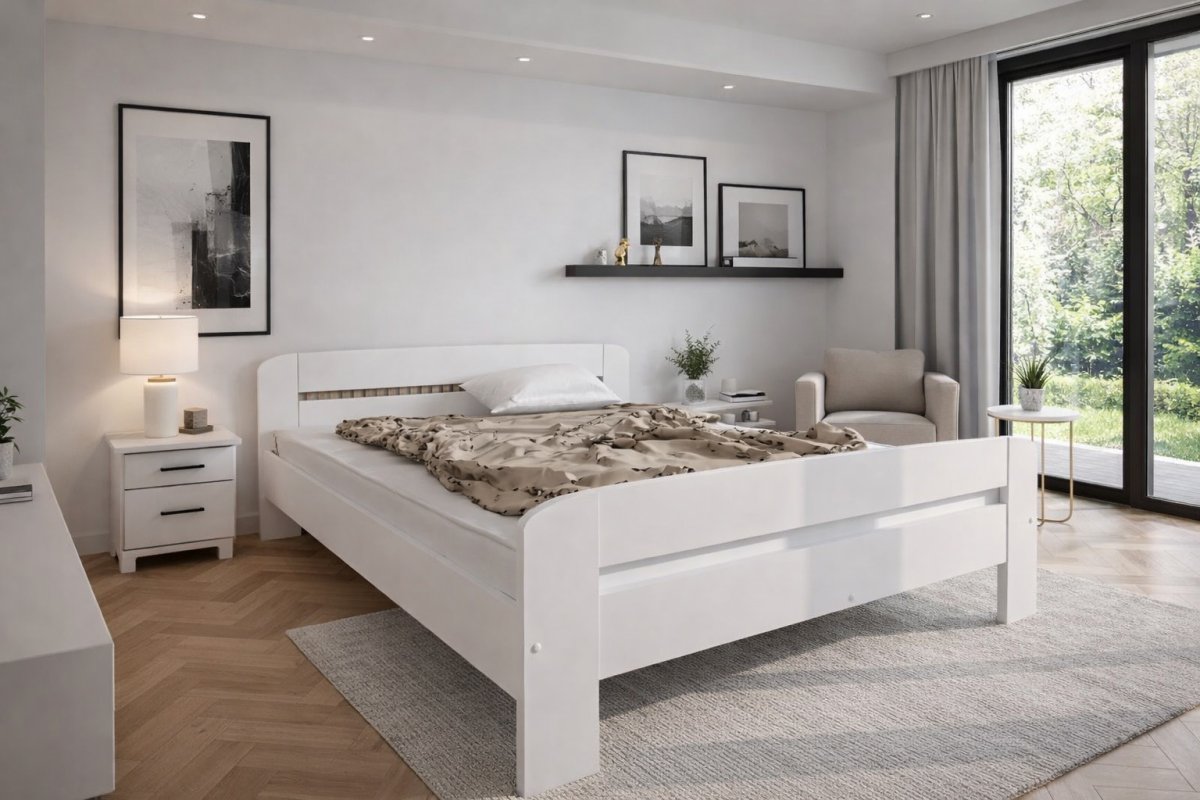 Posteľ z masívu borovice Bohdana 160x200 cm biela + rošt ZADARMO produkt