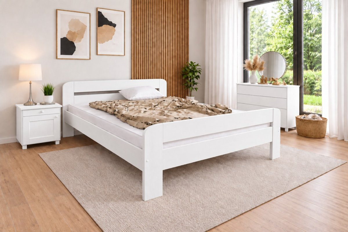 Posteľ z masívu borovice Bohdana 180x200 cm biela + rošt ZDARMA produkt