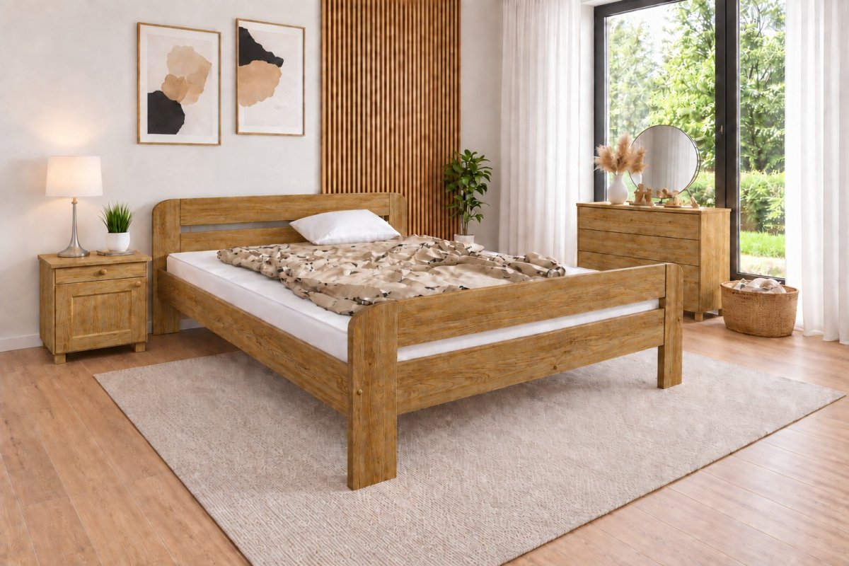 Posteľ z masívu borovice Bohdana 160x200 cm dub + rošt ZADARMO produkt