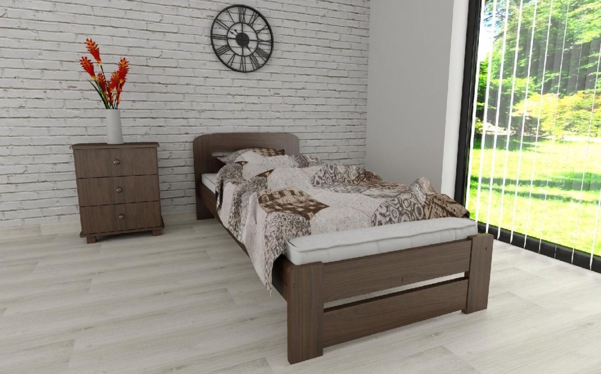 Posteľ z masívu borovice Petra 90x200 cm orech + rošt ZADARMO produkt