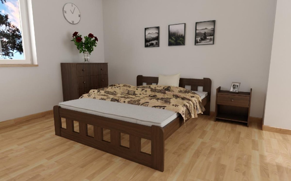 Zvýšená posteľ z masívu Nika 160x200 cm orech + rošt ZADARMO produkt