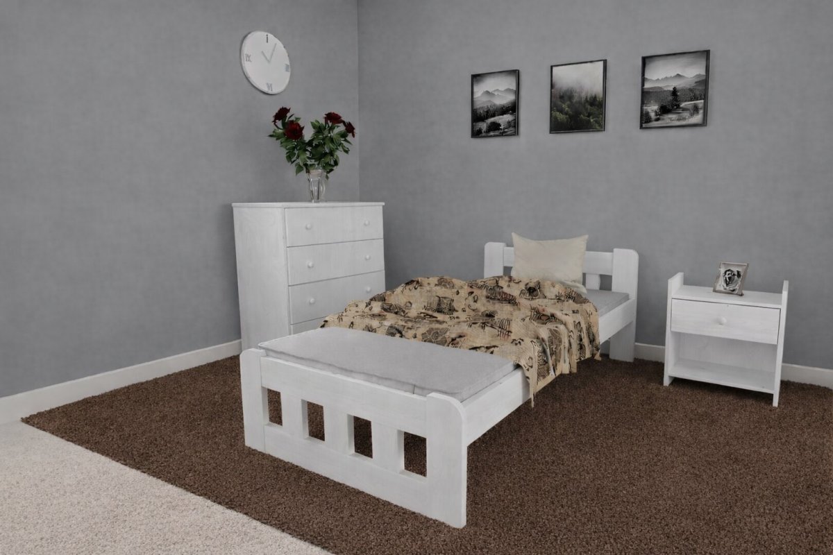 Zvýšená posteľ z masívu Nika 90 x 200 cm biela + rošt ZADARMO produkt