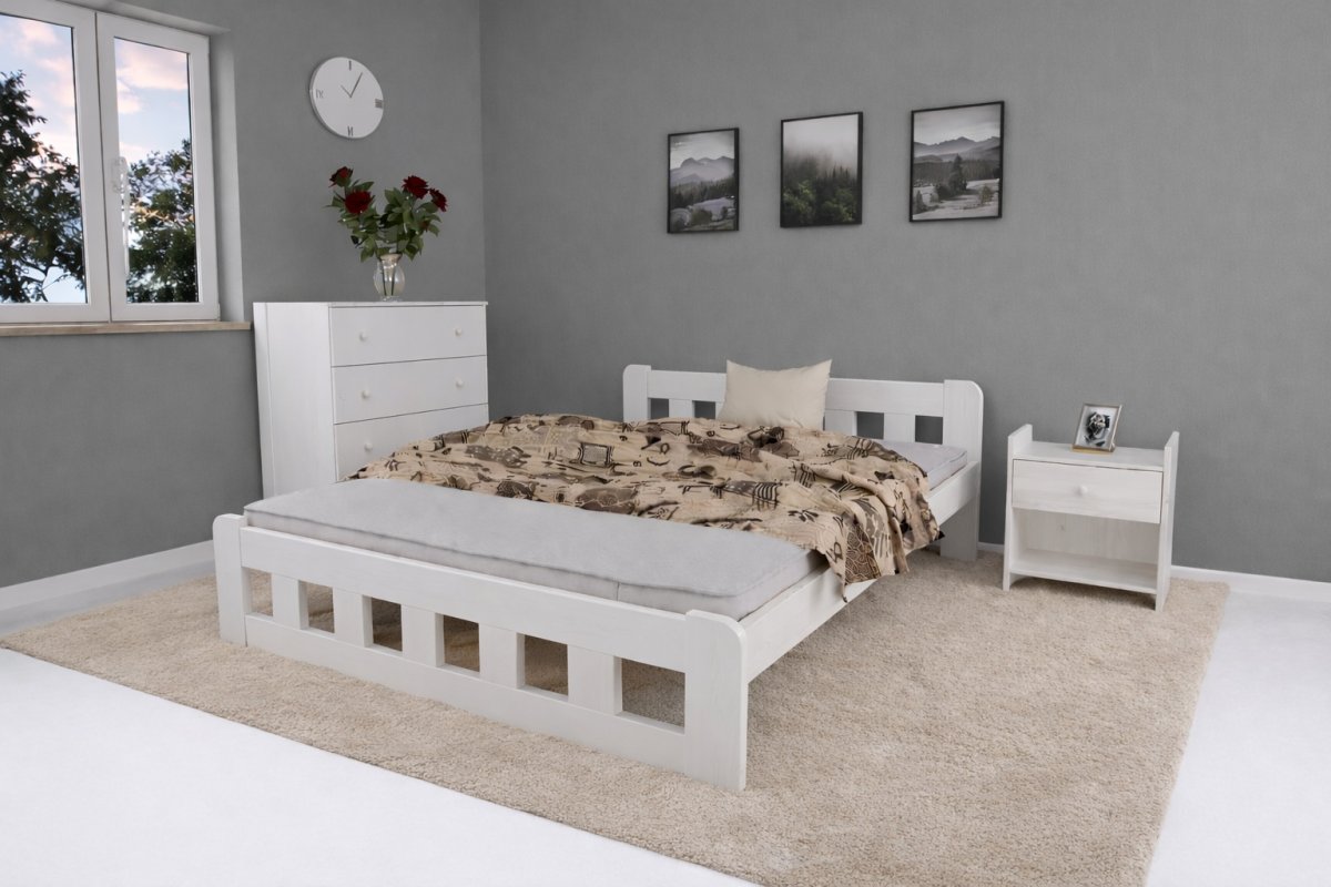 Zvýšená postel z masívu Nika 140x200 cm biela + rošt ZADARMO produkt