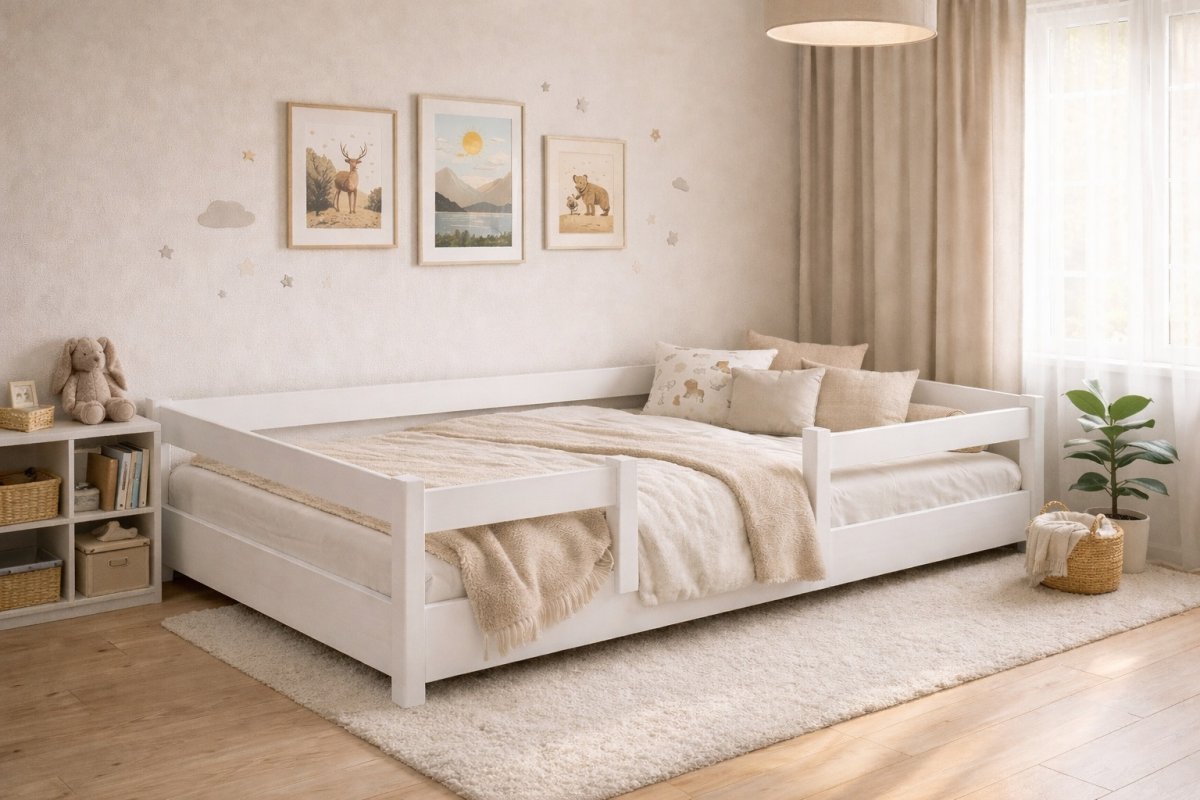 Rastúca posteľ Montessori Tobi biela 120x200 cm + rošt ZADARMO produkt