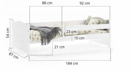 Posteľ Tereza biela 180/80 cm z masívu borovice so zábranou + rošt Zadarmo produkt