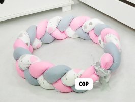 Mantinel cop pletený šedo růžové srdce produkt