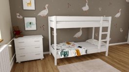 Poschodová posteľ Gino 90x200 cm + rošty ZADARMO - biela produkt