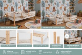 Posteľ Montessori 2v1 Alf 90/200 cm + rošt ZADARMO biela/sosna produkt