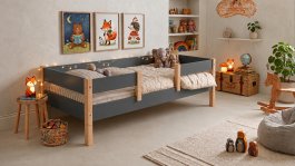 Posteľ Montessori 2v1 Alf 90/200 cm + rošt ZADARMO sivá/sosna produkt