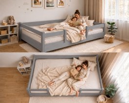 Rastúca posteľ Montessori Tobi sivá 120x200 cm + rošt ZADARMO produkt